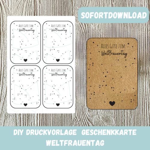 Druckvorlage Geschenkkarte - Alles Gute zum Weltfrauentag- Karte zum Bestücken - PDF Download