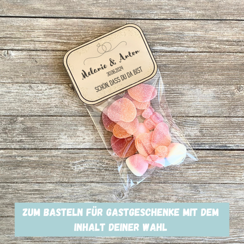 Personalisierbare Geschenktüte, Tütenverschluss - zur Hochzeit - Gastgeschenk , 3 Größen - Digitaler Download