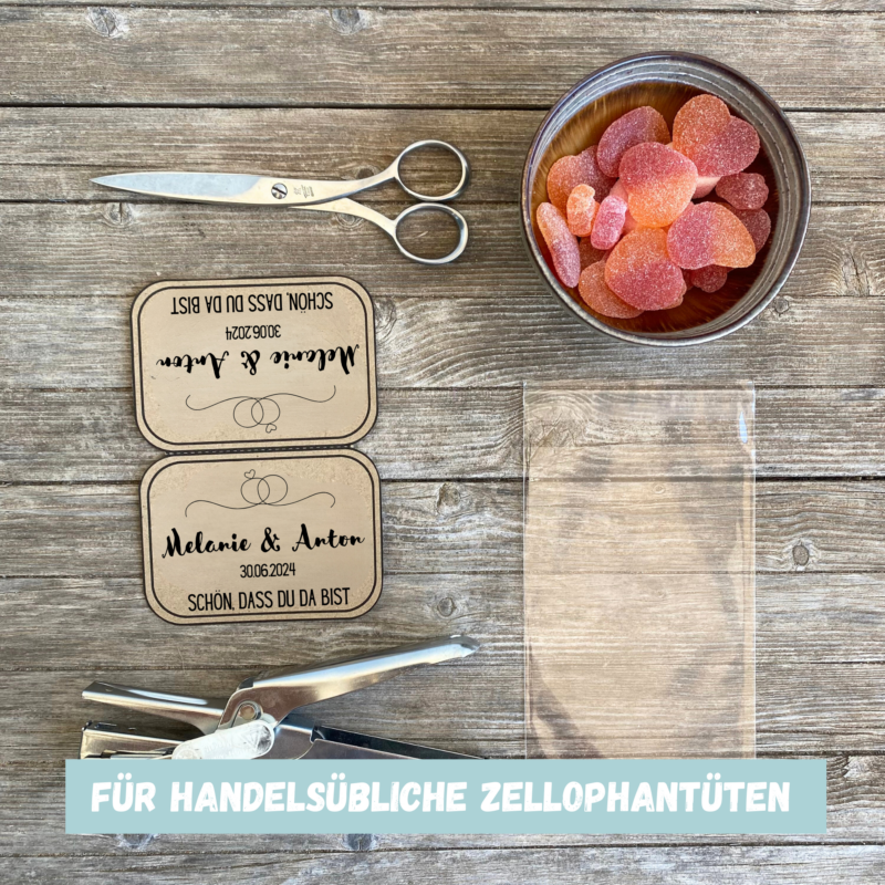 Personalisierbare Geschenktüte, Tütenverschluss - zur Hochzeit - Gastgeschenk , 3 Größen - Digitaler Download