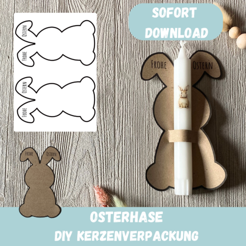 Bastelvorlage Osterhase zum Ausschneiden, Verpackung für Kerzen & andere Kleinigkeiten - Digitaler Download PDF