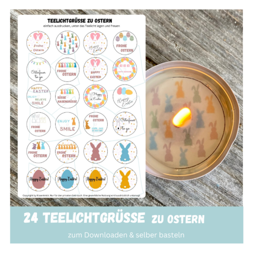 Teelicht mit Botschaft - Ostern, Ostergrüße - Digitaler Download