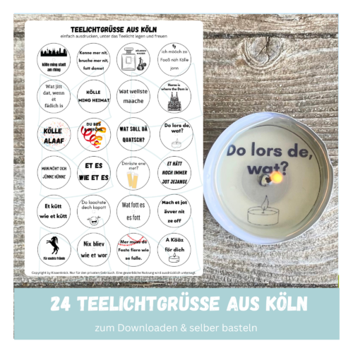 Teelicht mit Botschaft - aus Köln - Bastelvorlage, Digitaler Download