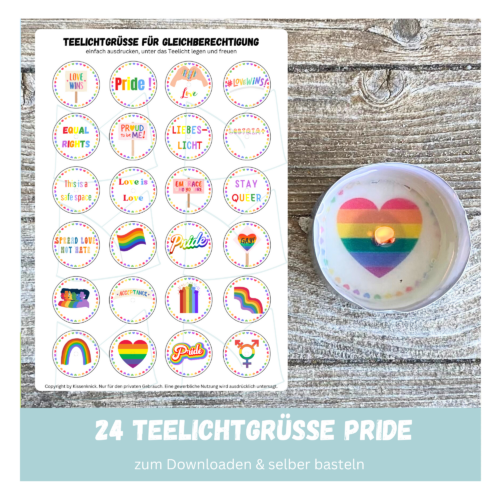 Teelicht mit Botschaft - Pride, Queer, LGBTQIA+- - Digitaler Download