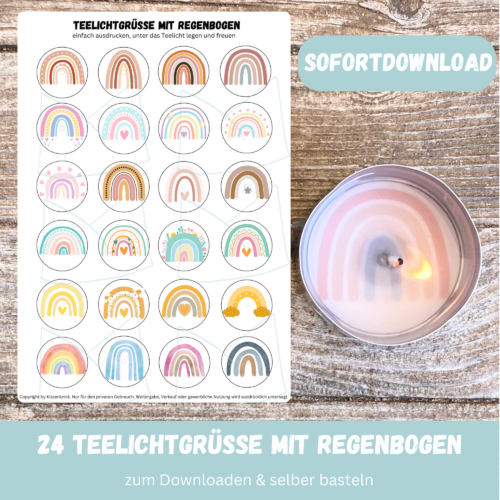 Teelicht mit Botschaft - verschiedene Regenbögen - Digitaler Download