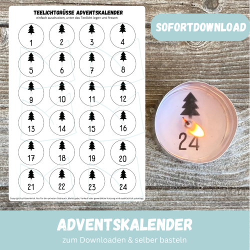 Teelicht mit Botschaft - Adventskalender, Advent - Digitaler Download