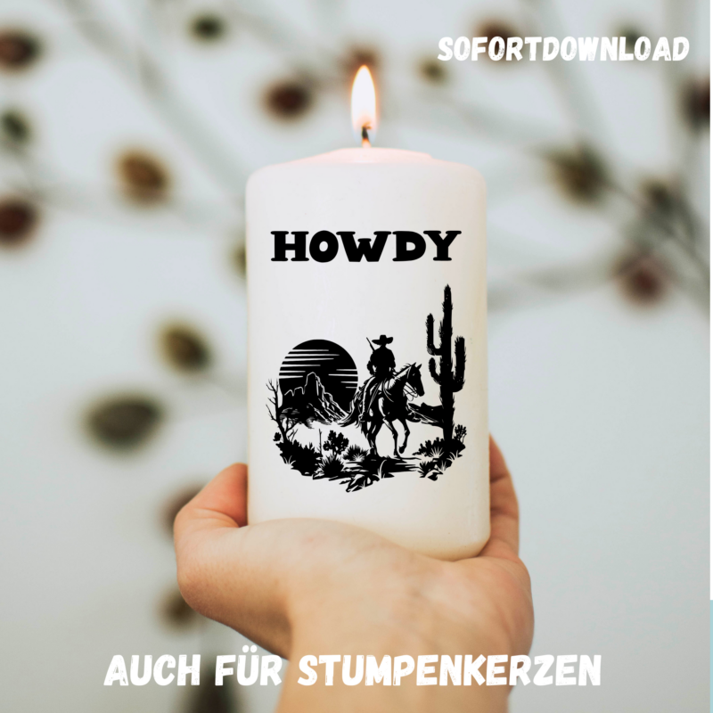 Kerzentattoo Vorlage Wild West - Western Stab- & Blockkerzen, Druckvorlage zum selber basteln - Download