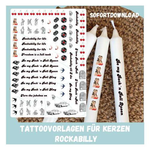 Kerzentattoo Vorlage - Rockabilly Style - DIY Druckvorlage - Download