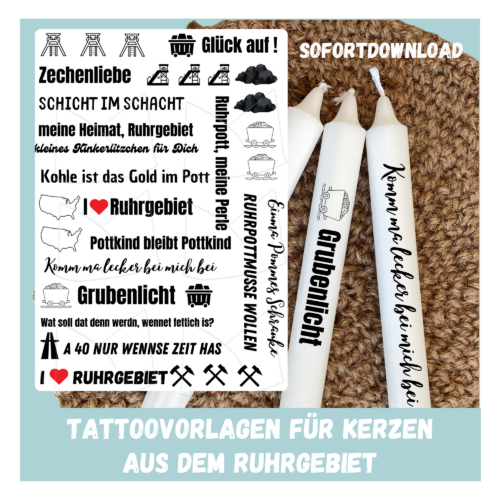 Kerzentattoo Vorlage - Ruhrgebiet, Ruhrpott - DIY Druckvorlage - Download