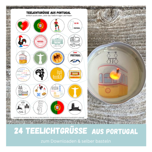 Teelicht mit Botschaft - Portugal, portugiesische Motive - Digitaler Download