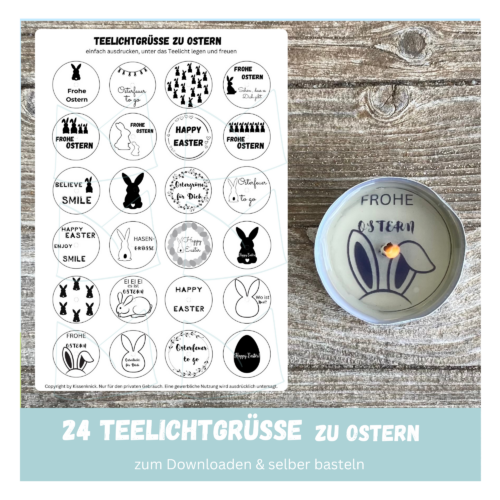 Teelicht mit Botschaft - Frohe Ostern, Osterhasen - Digitaler Download