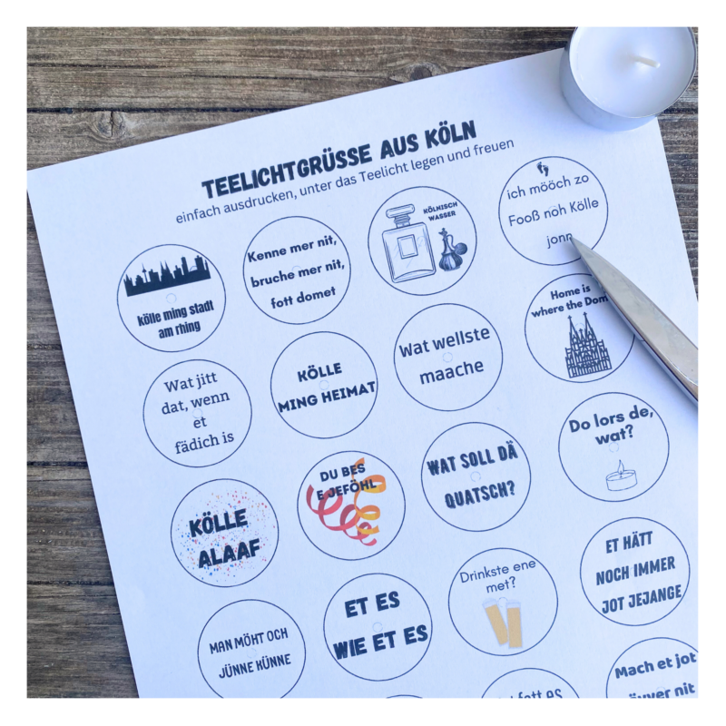 Teelicht mit Botschaft - aus Köln - Bastelvorlage, Digitaler Download