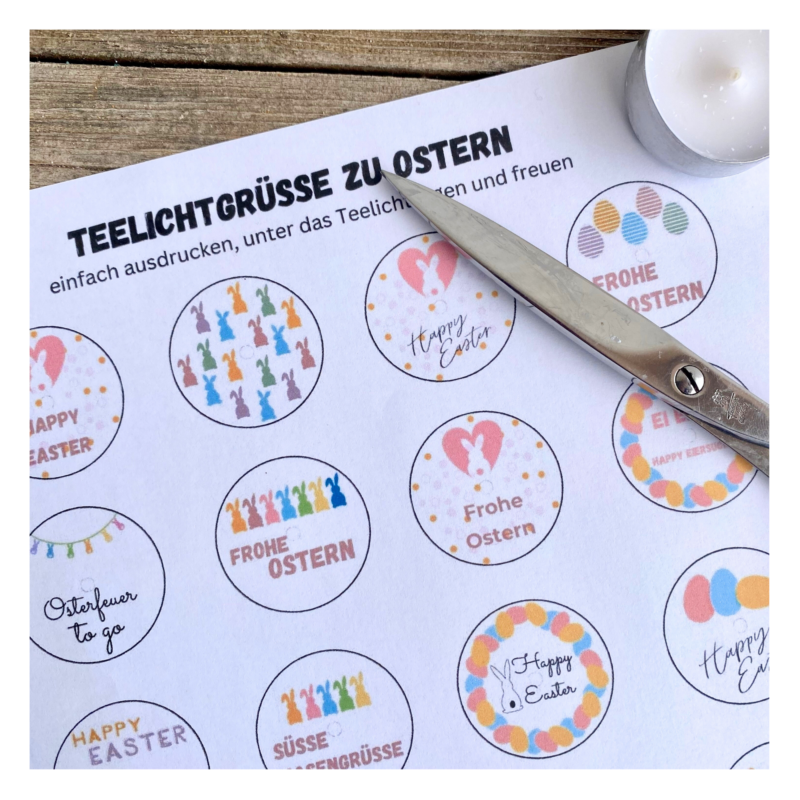 Teelicht mit Botschaft - Ostern, Ostergrüße - Digitaler Download