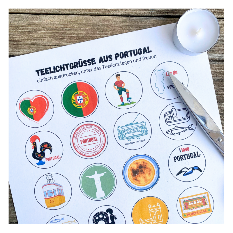 Teelicht mit Botschaft - Portugal, portugiesische Motive - Digitaler Download