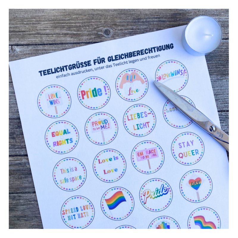 Teelicht mit Botschaft - Pride, Queer, LGBTQIA+- - Digitaler Download