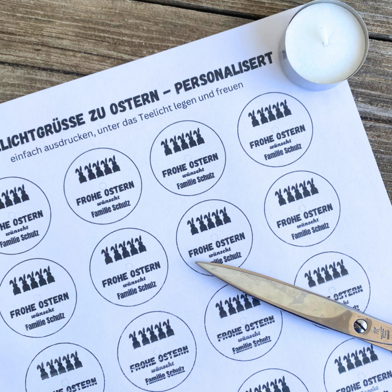 Personalisierbar - Teelicht mit Botschaft - zur Ostern, personalisiertes Ostergeschenk - Digitaler Download