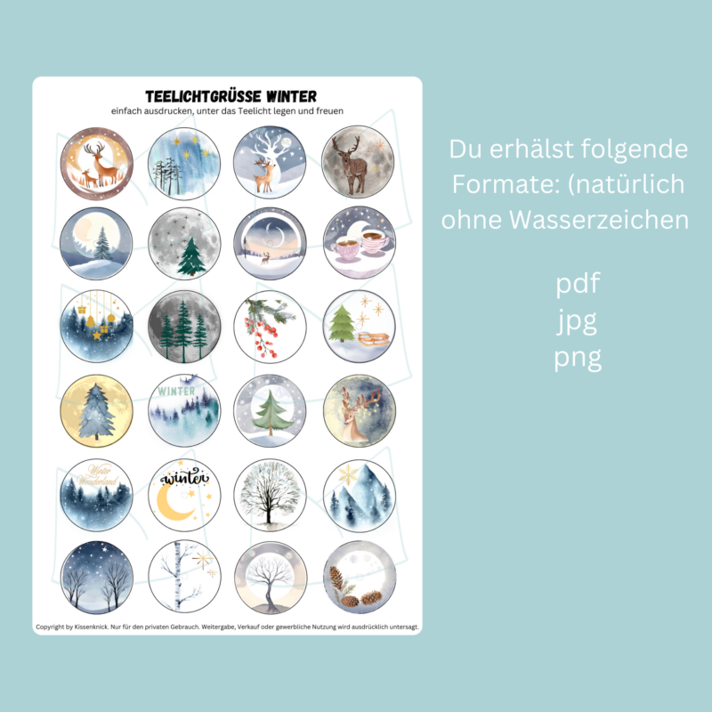 Teelicht mit Botschaft - im Winter - Digitaler Download