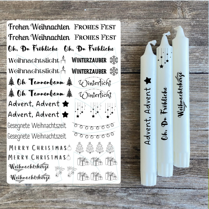 Kerzentattoo Vorlage Weihnachten, Advent, Weihnachtszeit - Druckvorlage zum selber basteln - Download
