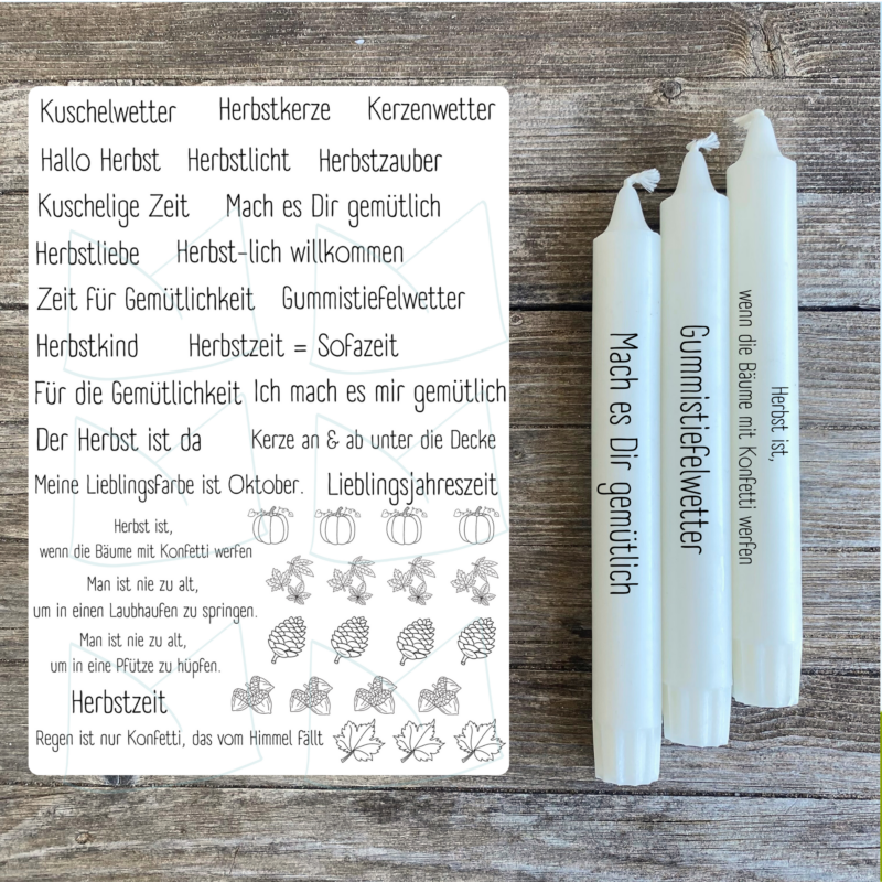 Kerzentattoo Vorlage Herbst, Herbstzeit - Druckvorlage zum selber basteln - Download
