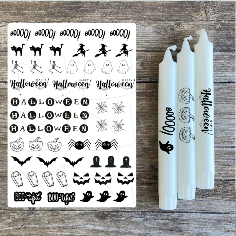 Kerzentattoo Vorlage Halloween, schwarz - Druckvorlage zum selber basteln - Download