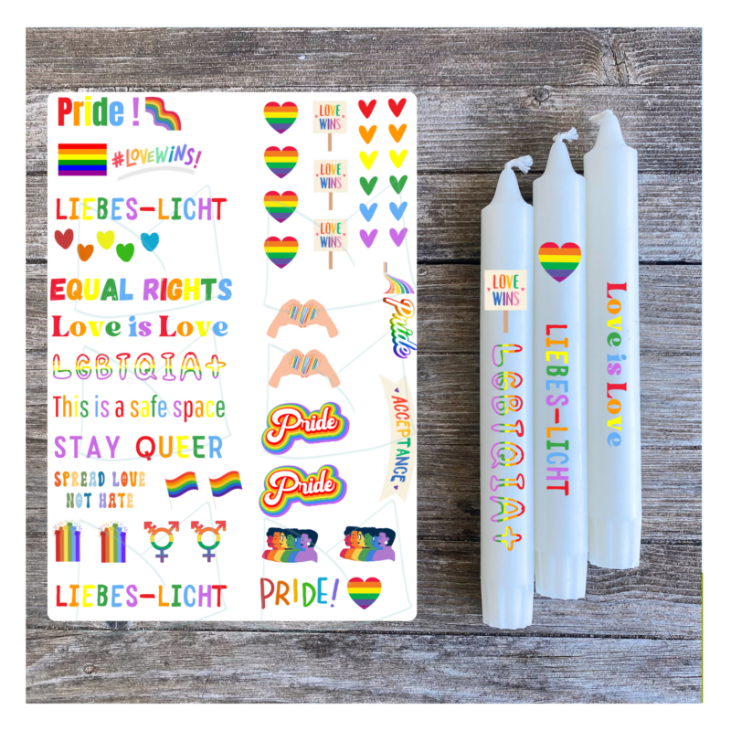 Kerzentattoo Vorlage - Pride, Queer, LGBTQIA+-, - DIY Druckvorlage - Download