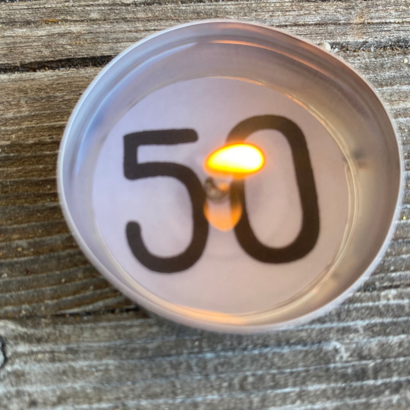 Teelicht mit Botschaft - 50. Geburtstag, runder Geburtstag - Digitaler Download