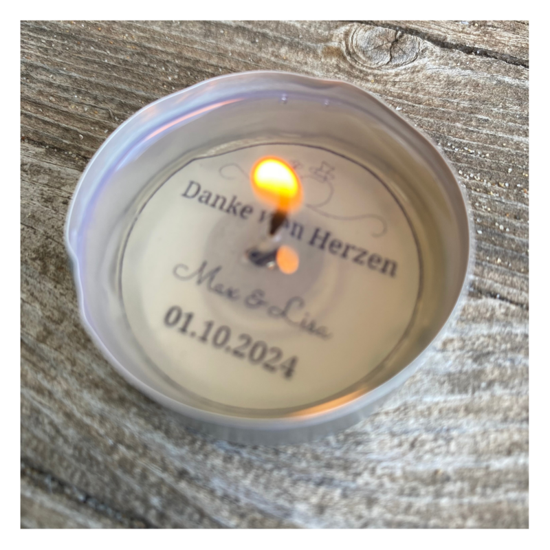 Personalisierbar - Teelicht mit Botschaft - zur Hochzeit, Hochzeitsgäste, personalisiertes Gastgeschenk - Digitaler Download