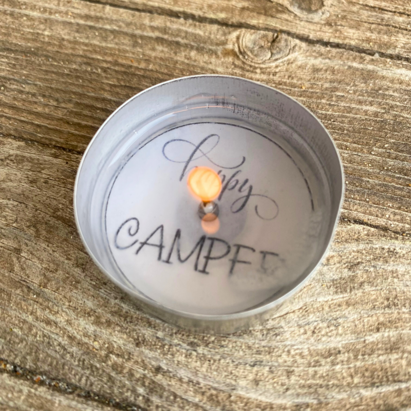 Teelicht mit Botschaft Camping, für Camper - Bastelvorlage, Digitaler Download