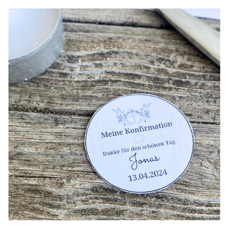Personalisierbar - Teelicht mit Botschaft - zur Konfirmation personalisiertes Gastgeschenk - Digitaler Download