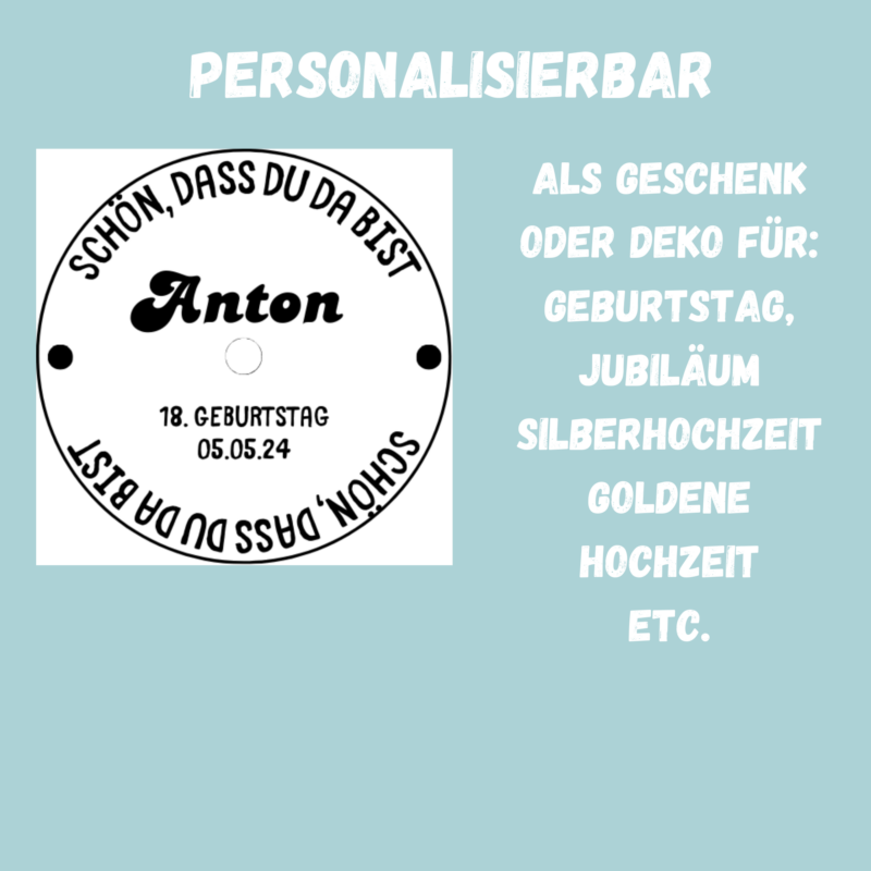 Personalisierbar - Teelicht mit Botschaft - Schön, dass Du da bist - Gastgeschenk - Digitaler Download
