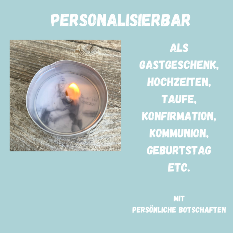 Personalisierbar - Teelicht mit Botschaft - mit Foto und Text/ schwarz/ weiss - Digitaler Download