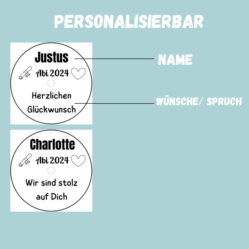 Personalisierbar - Teelicht mit Botschaft - zum Abitur, Abi 2025, personalisiert - Digitaler Download