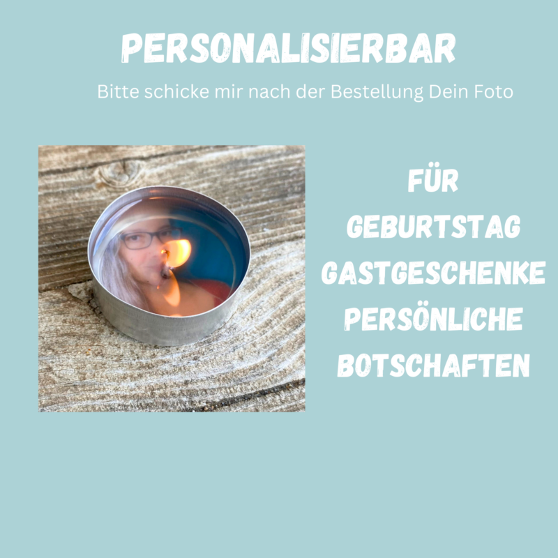 Personalisierbar - Teelicht mit Botschaft - mit FOTO - BUNT - Digitaler Download