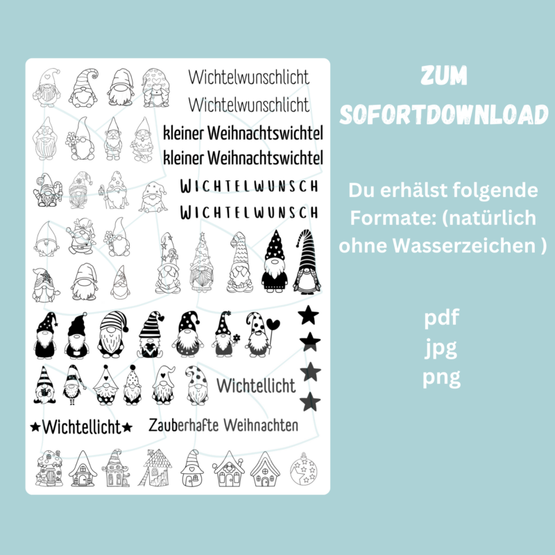 Kerzentattoo Vorlage Weihnachtswichtel, Wichtel Weihnachten, Druckvorlage zum selber basteln - Download