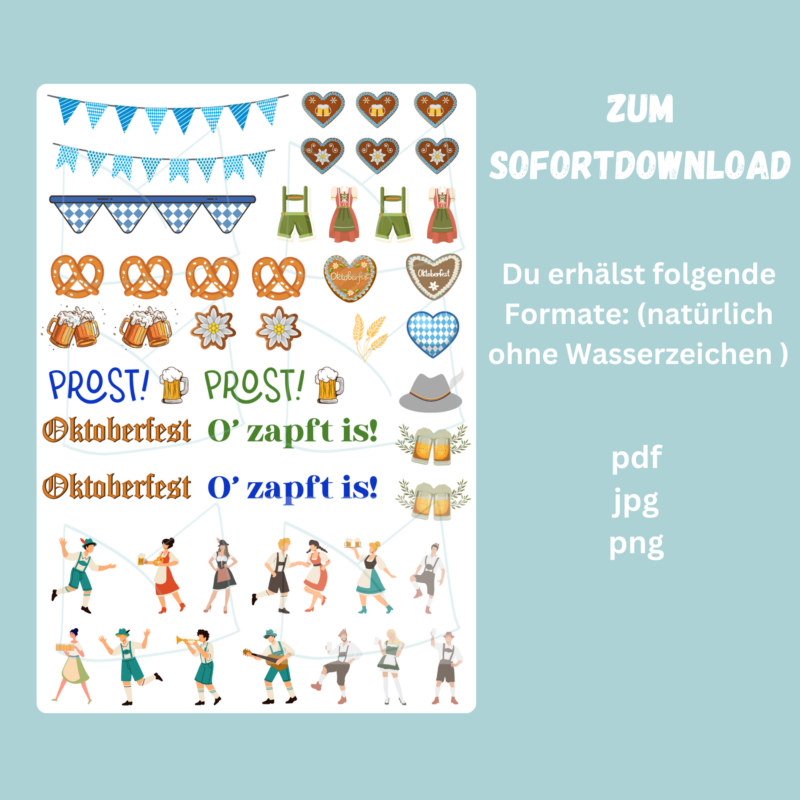 Kerzentattoo Vorlage Oktoberfest - Druckvorlage zum selber basteln - Download