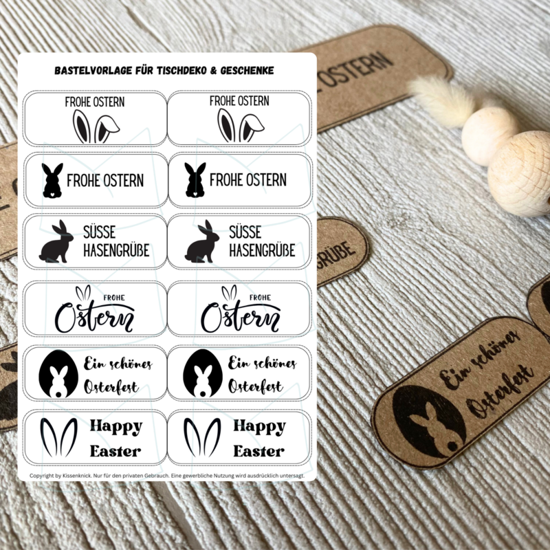 Frohe Ostern Bastelvorlage Etiketten für Geschenke, Caketopper, Fähnchen, PDF Download