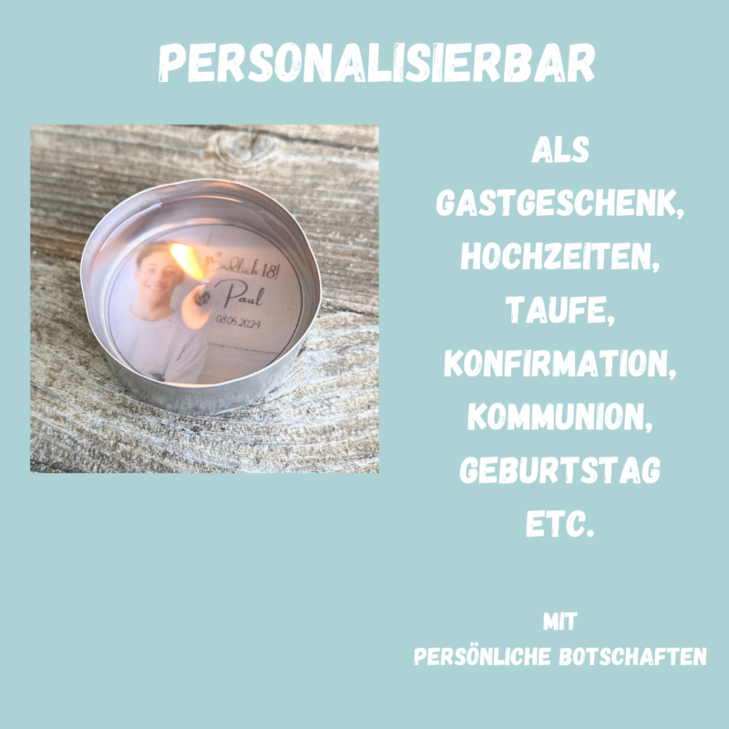 Personalisierbar - Teelicht mit Botschaft - mit Foto und Text/ Bunt - Digitaler Download
