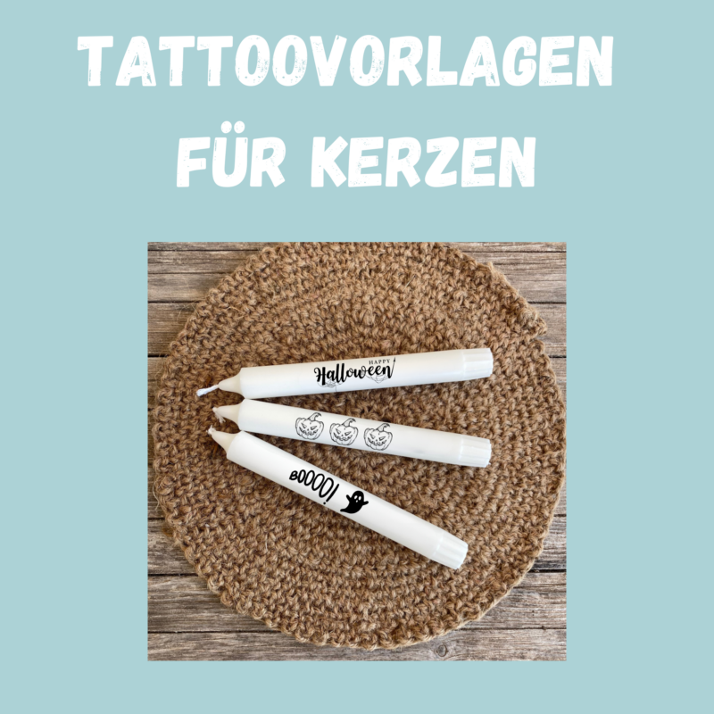 Kerzentattoo Vorlage Halloween, schwarz - Druckvorlage zum selber basteln - Download