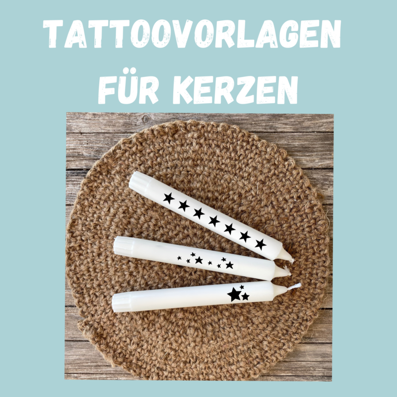 Kerzentattoo Vorlage Sterne, schwarz, Druckvorlage zum selber basteln - Download