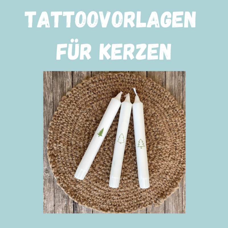 Kerzentattoo Vorlage schlichte Tannenbäume, Tannen grün, Druckvorlage zum selber basteln - Download