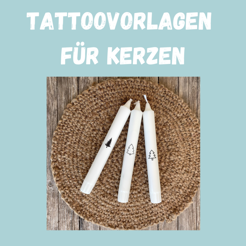 Kerzentattoo Vorlage schlichte Tannenbäume, Tannen schwarz, Druckvorlage zum selber basteln - Download