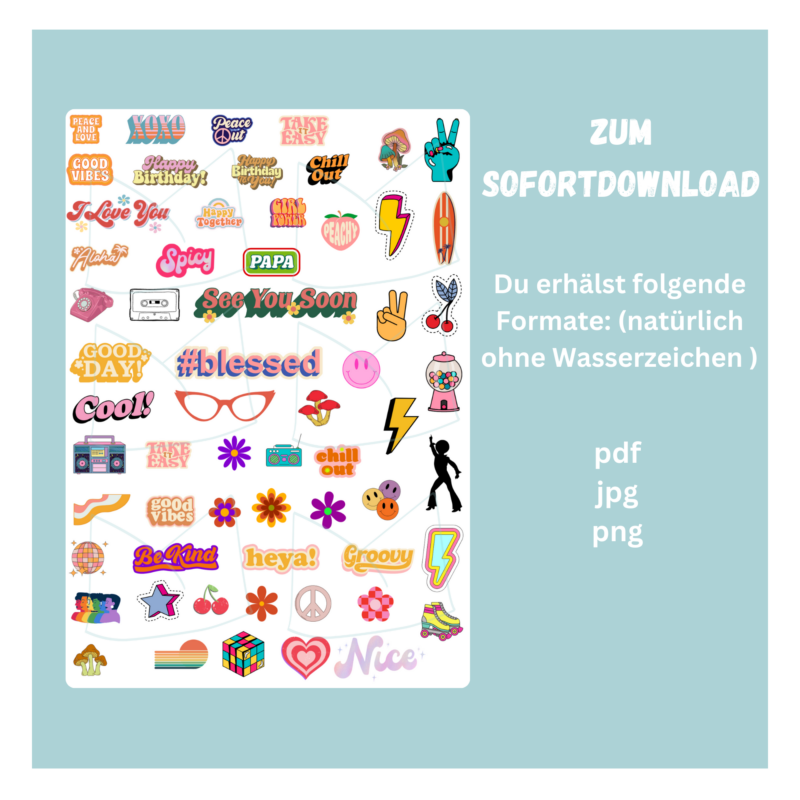 Kerzentattoo Vorlage - Good Vibes, Retro Style - DIY Druckvorlage - Download