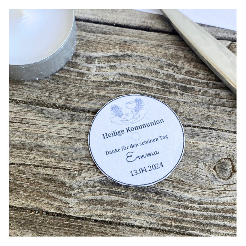 Personalisierbar - Teelicht mit Botschaft - zur Kommunion personalisiertes Gastgeschenk - Digitaler Download