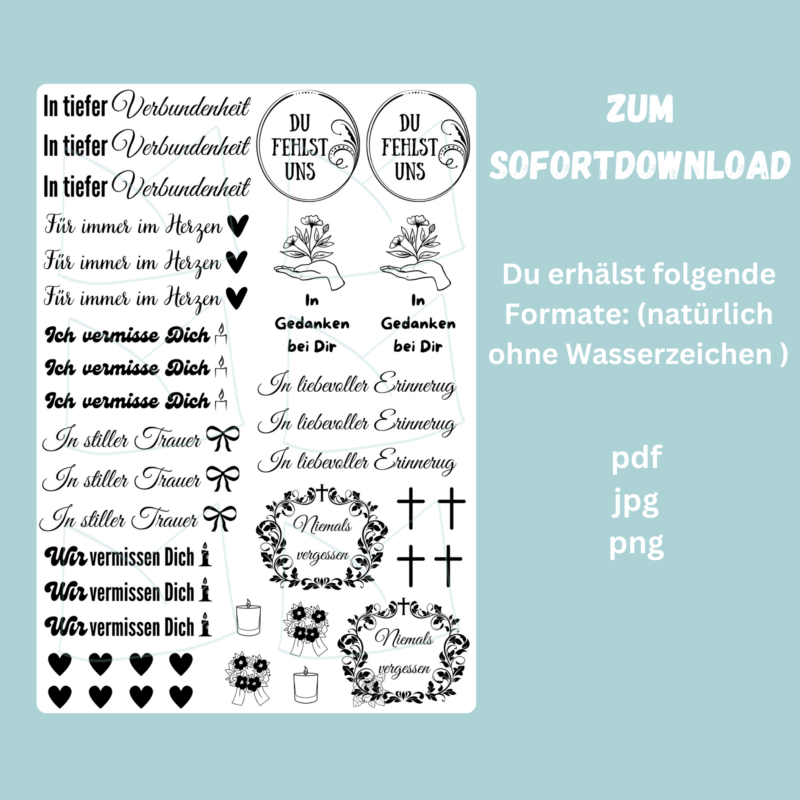 Kerzentattoo Vorlage Trauer, Tod, Verlust - Druckvorlage zum selber basteln - Download