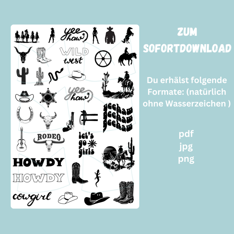 Kerzentattoo Vorlage Wild West - Western Stab- & Blockkerzen, Druckvorlage zum selber basteln - Download