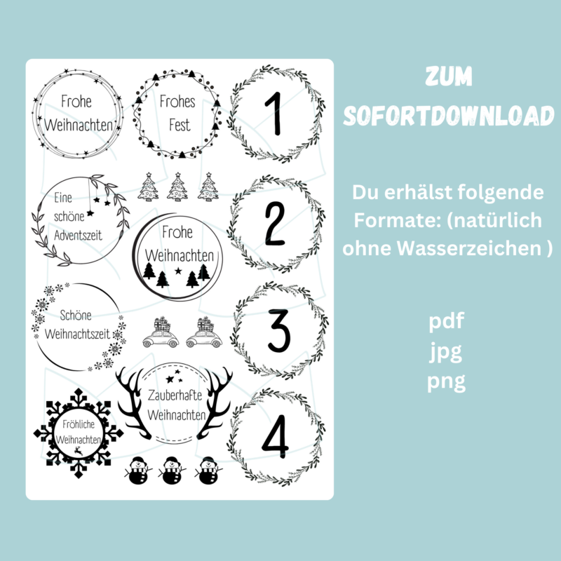 Kerzentattoo Vorlage Weihnachten, Adventskerzen - für Blockkerzen - Druckvorlage zum selber basteln - Download