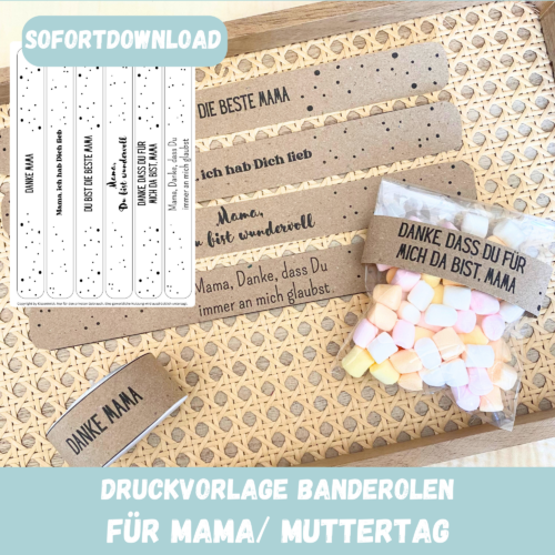 PDF Bastelvorlage Banderolen für Mama/ Muttertag - für schöne, selbstgemachte Geschenkverpackungen - Download