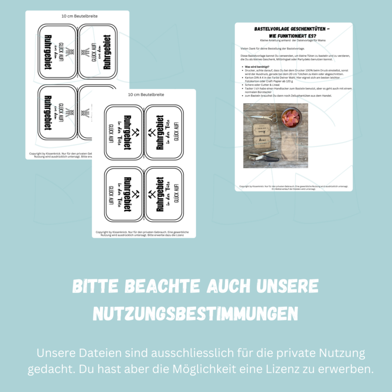 Ruhrgebiet in der Tüte, Glück Auf aus dem Ruhrgebiet, Tütenklappe, Geschenktüte, Digitaler Download