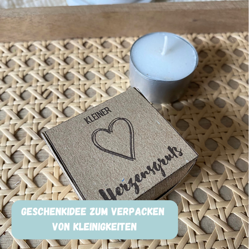 Geschenkkarton/ Verpackung für Teelichter Kleiner Herzensgruß - Bastelvorlage zum selber basteln - Download