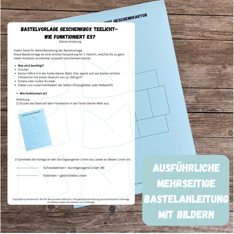 Geschenkkarton/ Verpackung für Teelichter Kleiner Herzensgruß - Bastelvorlage zum selber basteln - Download