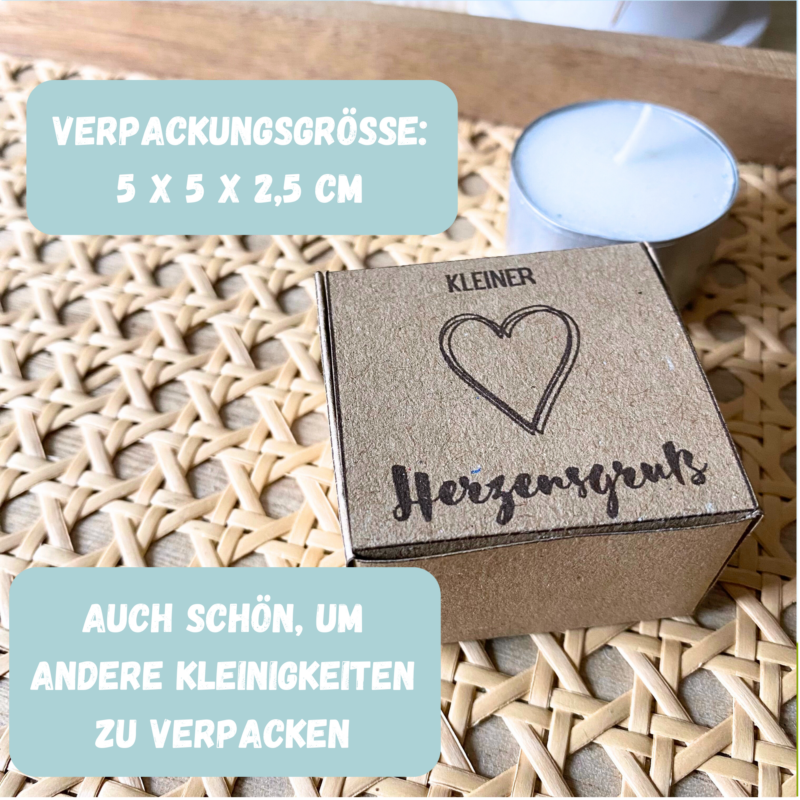Geschenkkarton/ Verpackung für Teelichter Kleiner Herzensgruß - Bastelvorlage zum selber basteln - Download
